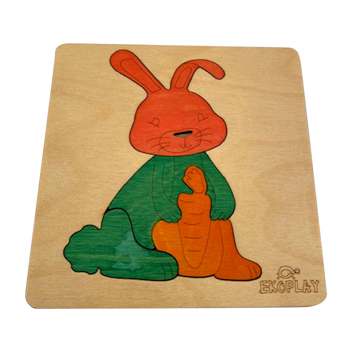 Wooden Happy Rabbit Puzzle Board