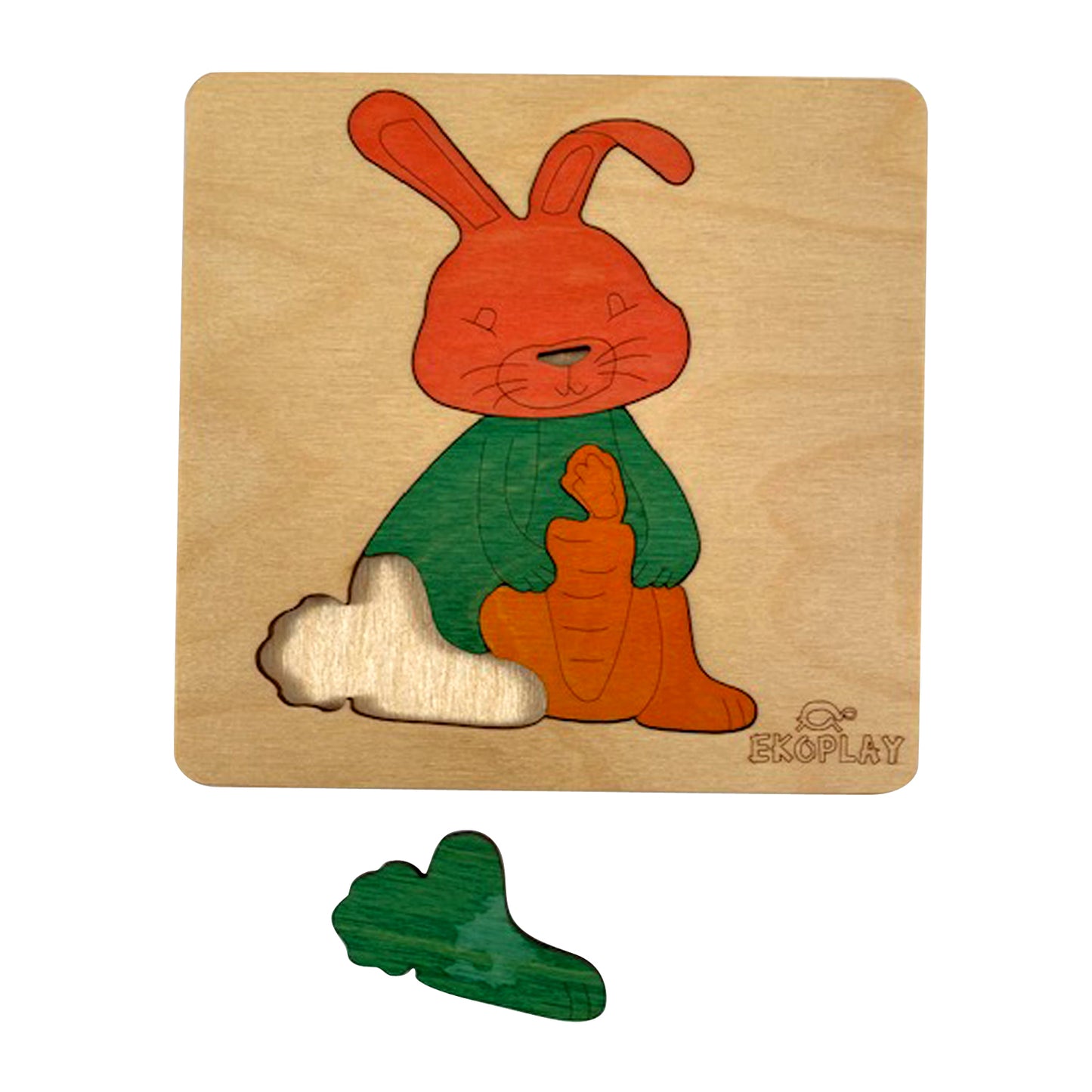 Wooden Happy Rabbit Puzzle Board