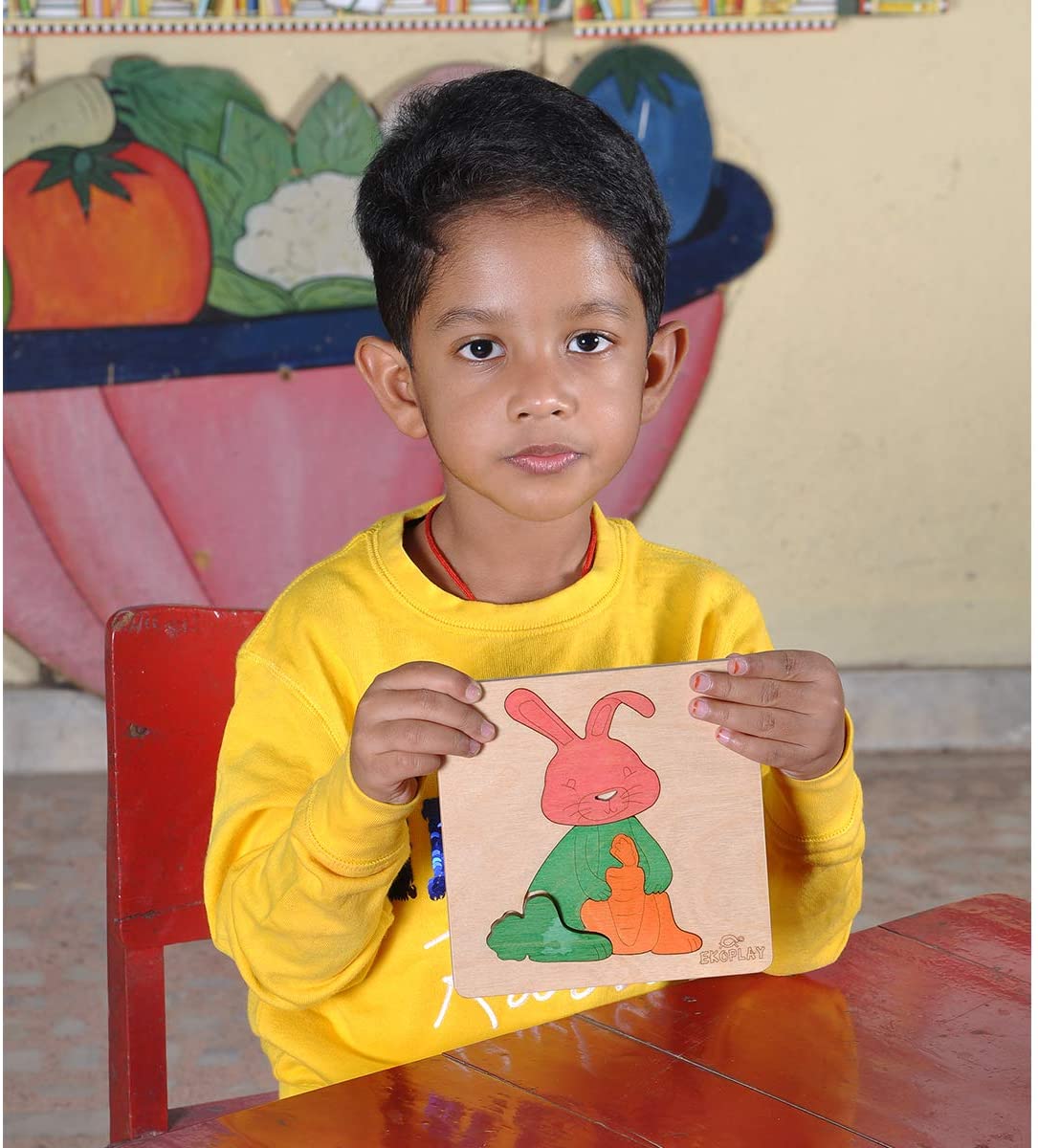 Wooden Happy Rabbit Puzzle Board