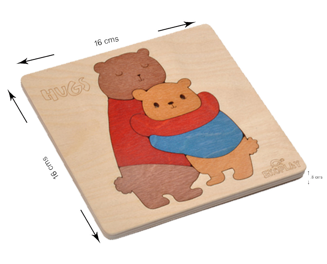 Wooden Hugs Bear Puzzle Board