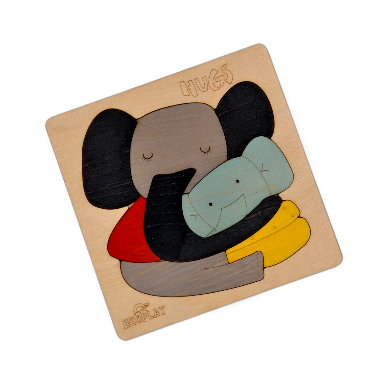 Wooden Hugs Elephant Puzzle Board