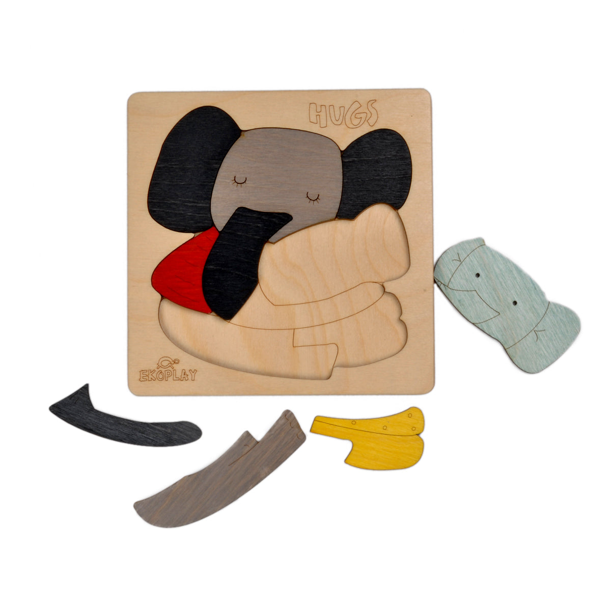 Wooden Hugs Elephant Puzzle Board