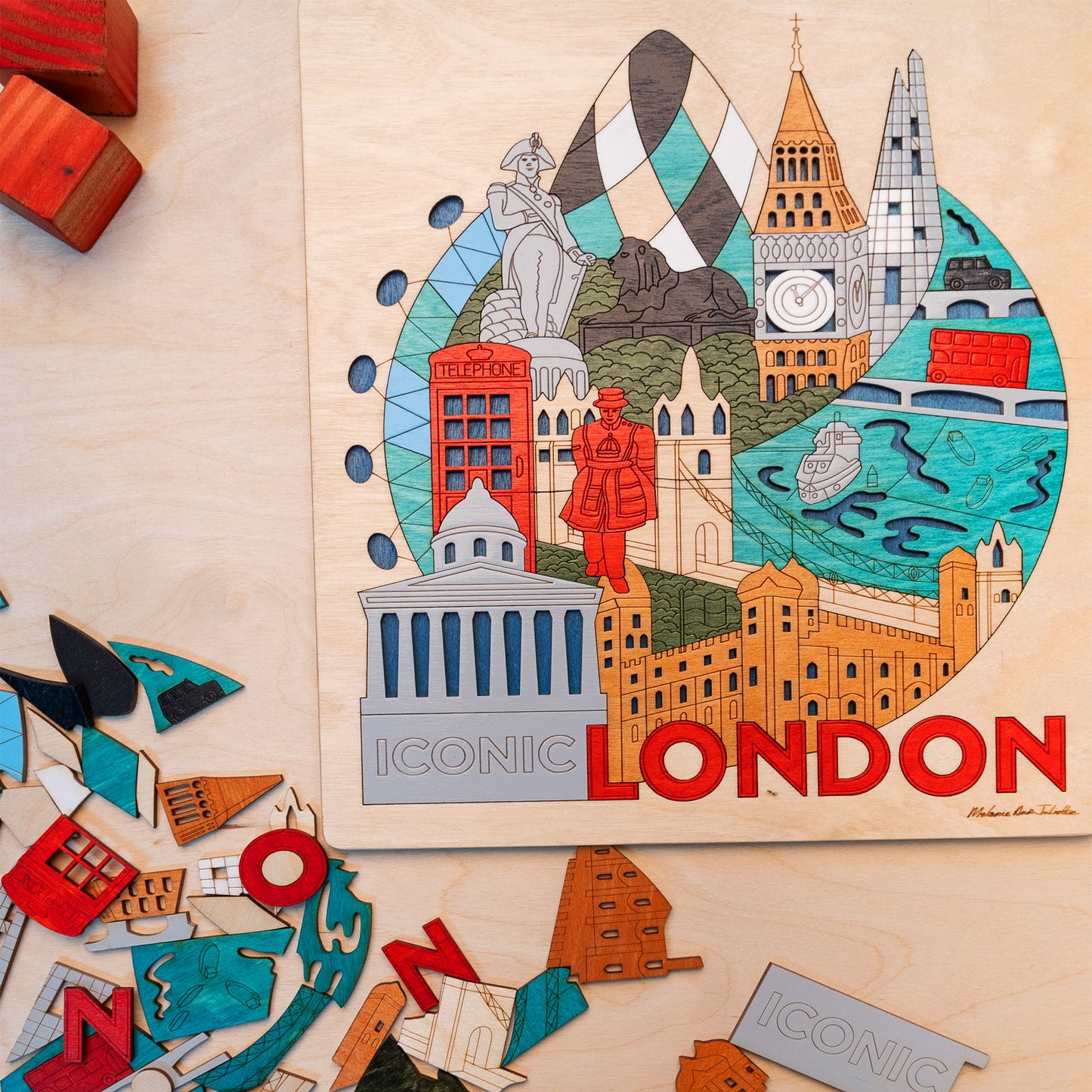 Wooden Iconic London Puzzle Board