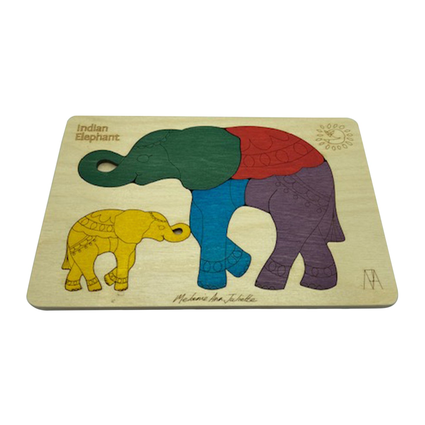 Wooden India Elephant Puzzle Board