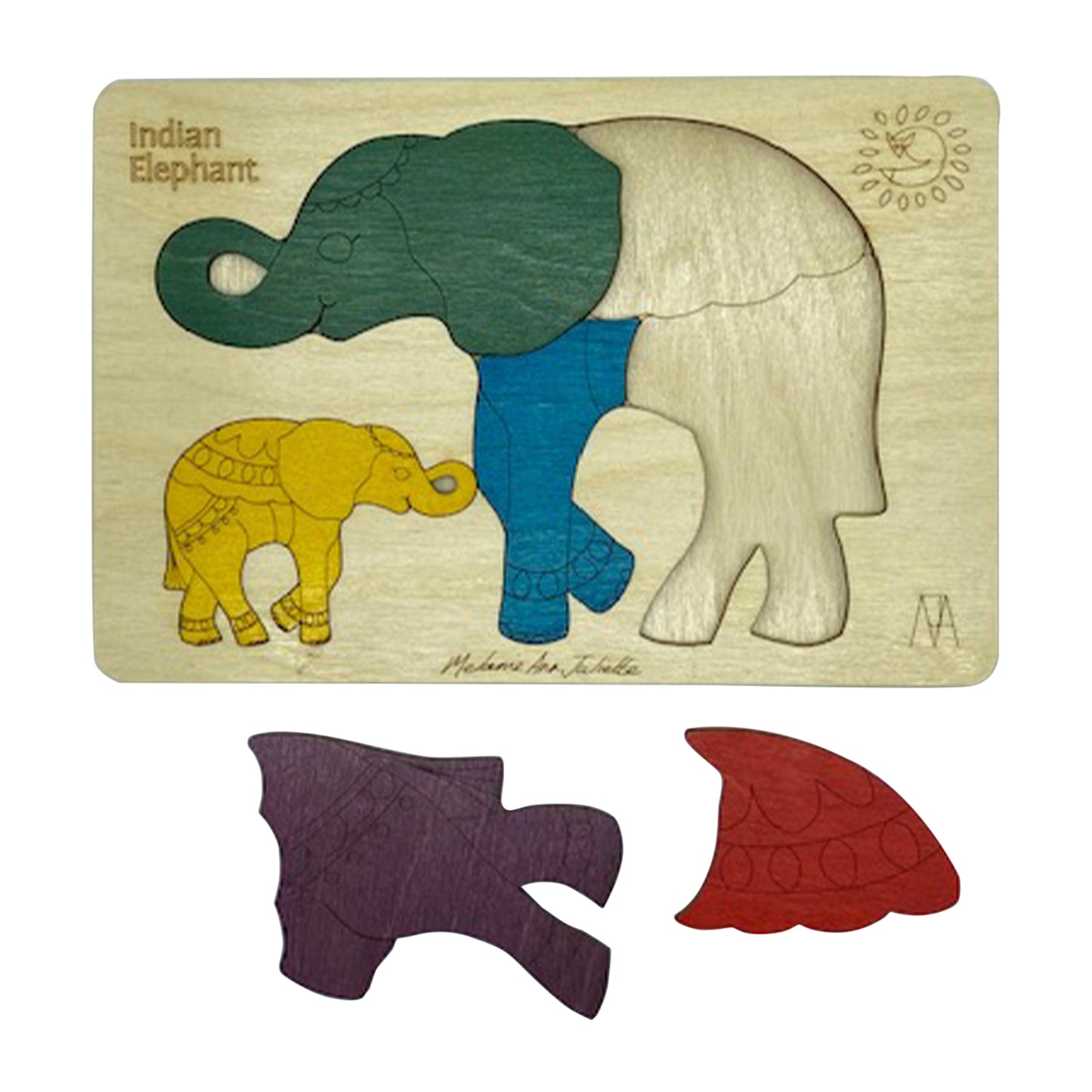Wooden India Elephant Puzzle Board