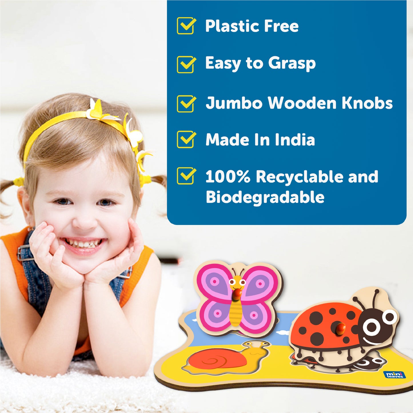 Wooden Insects Friends Jumbo Peg Puzzle