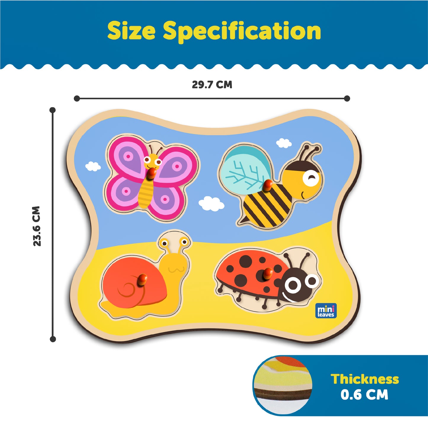Wooden Insects Friends Jumbo Peg Puzzle