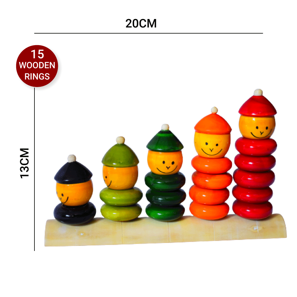 Wooden Match N Stack Ring Tower Toy