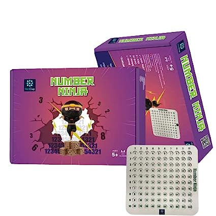Wooden Number Ninja Board Game for Kids With Dice