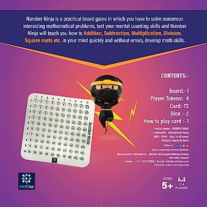 Wooden Number Ninja Board Game for Kids With Dice
