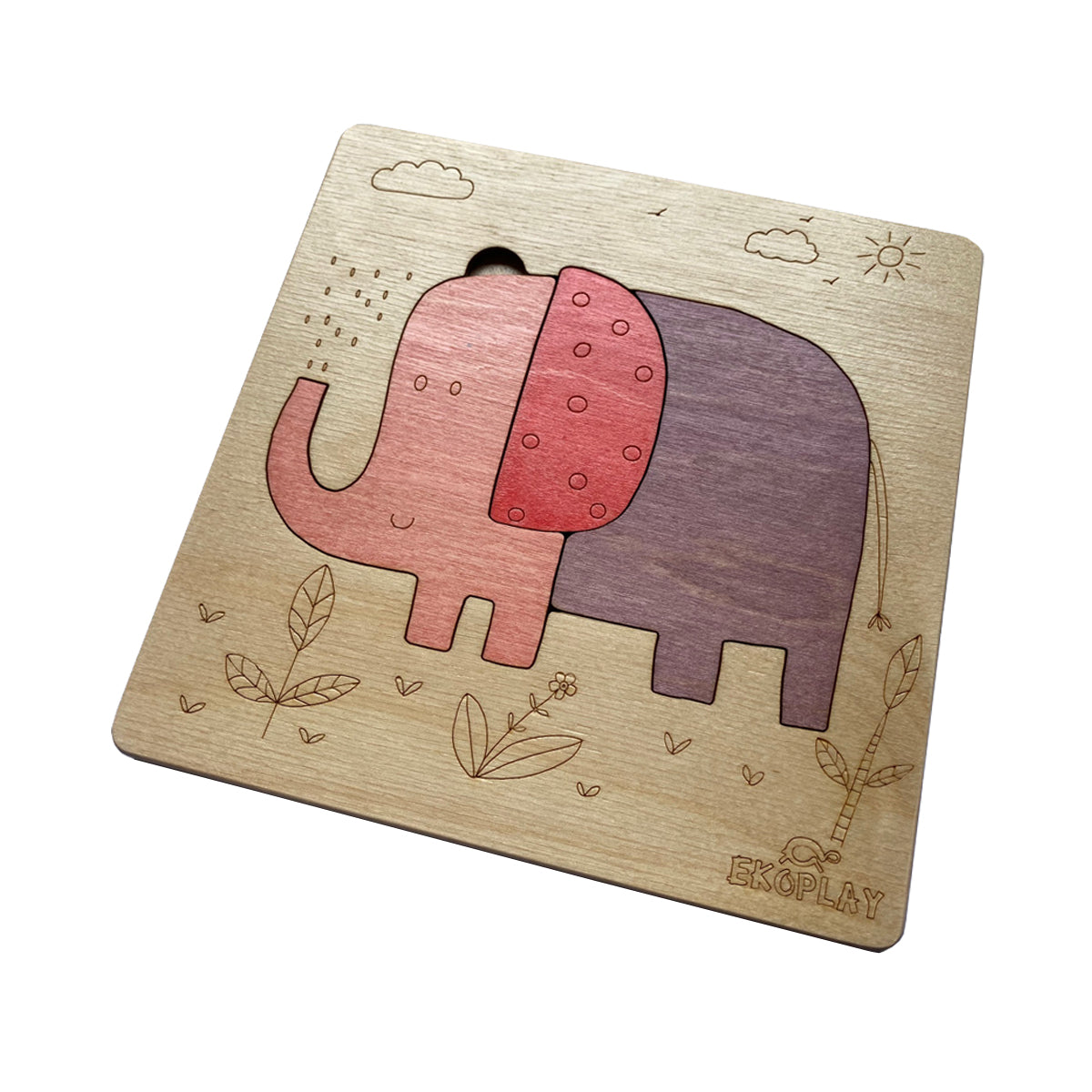 Wooden Playful Elephant Puzzle Board