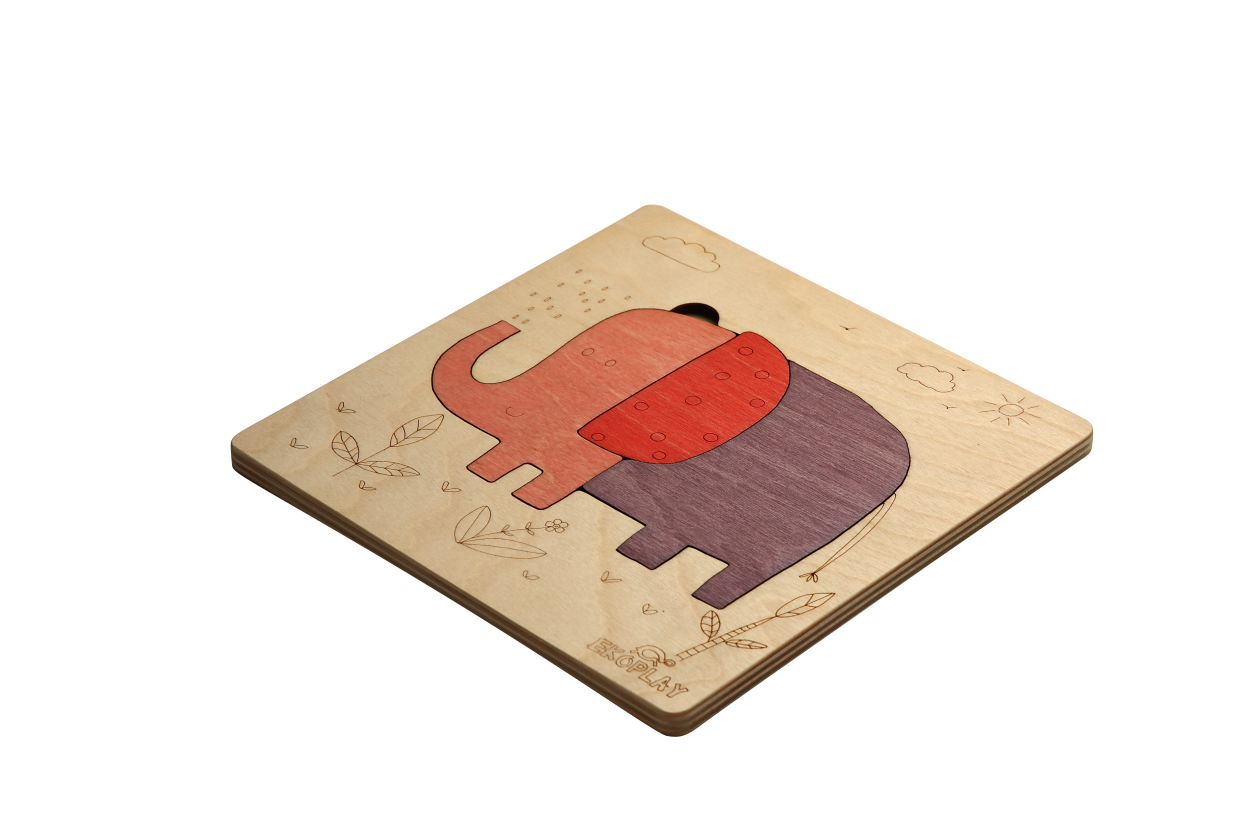 Wooden Playful Elephant Puzzle Board