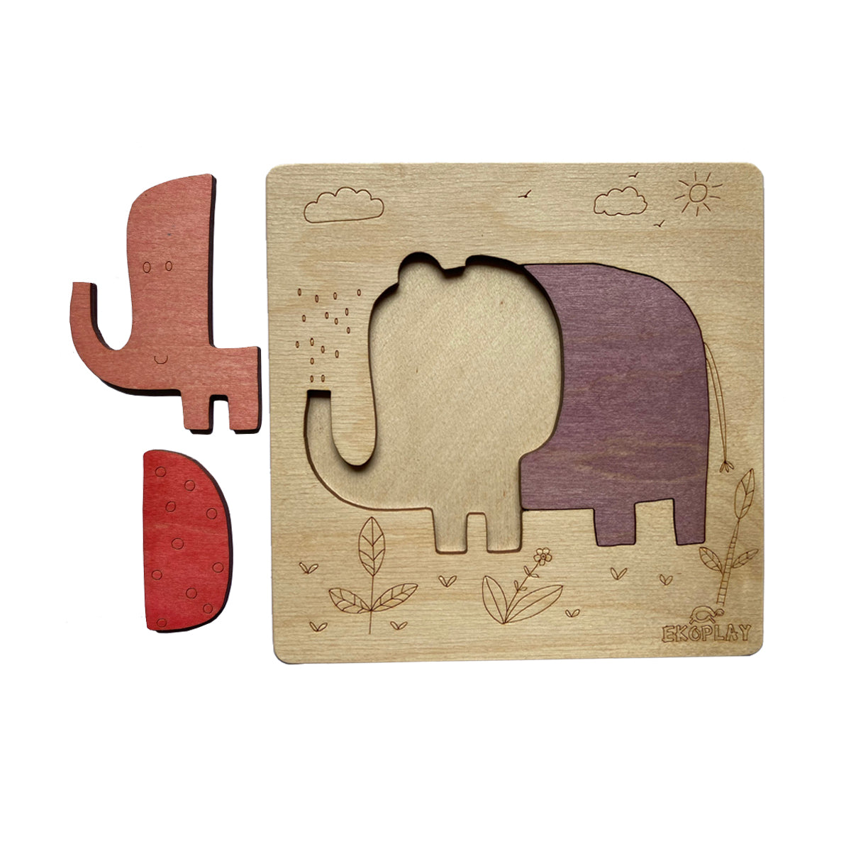 Wooden Playful Elephant Puzzle Board