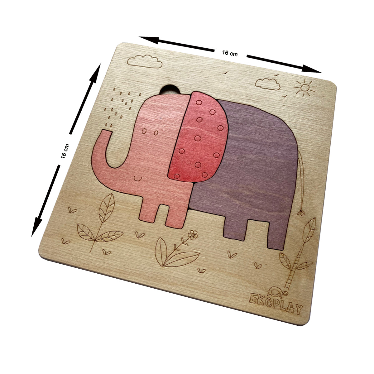 Wooden Playful Elephant Puzzle Board