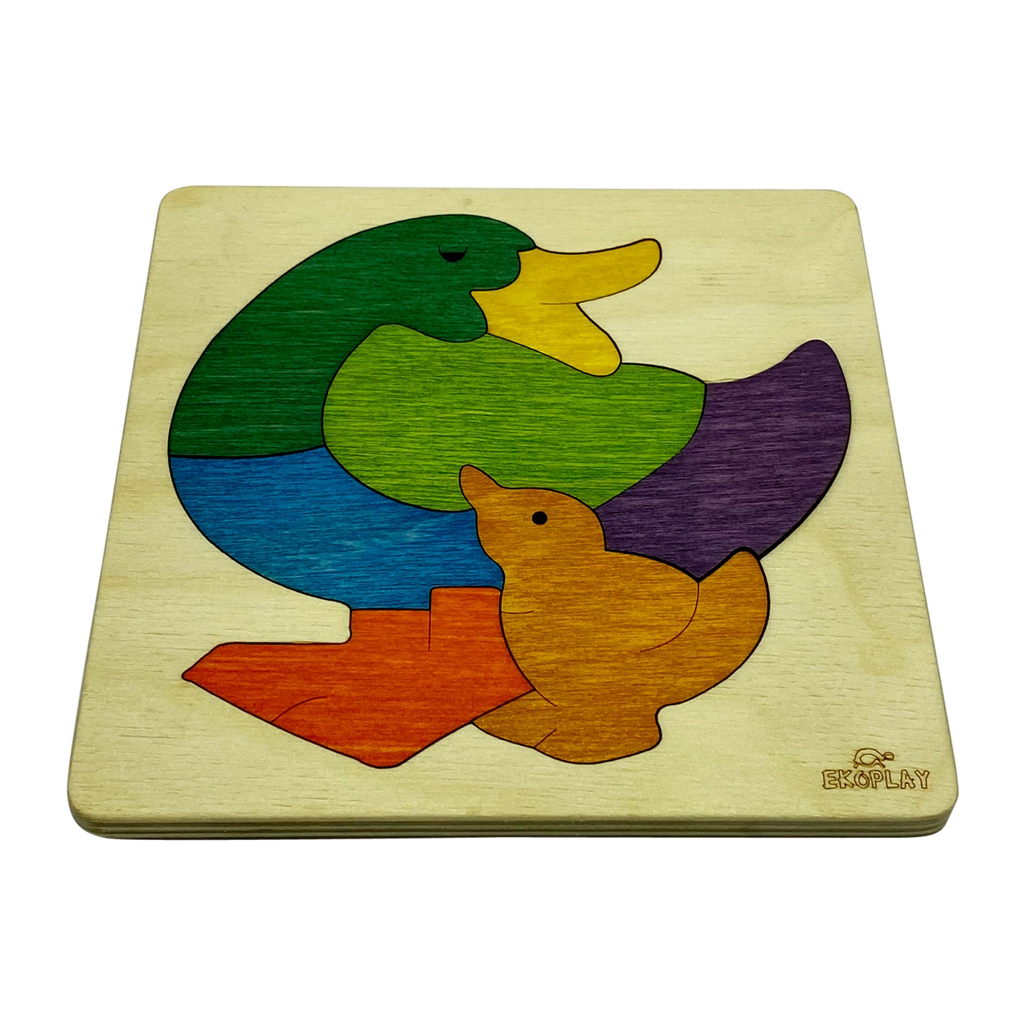 Wooden Rainbow Duck Puzzle Board