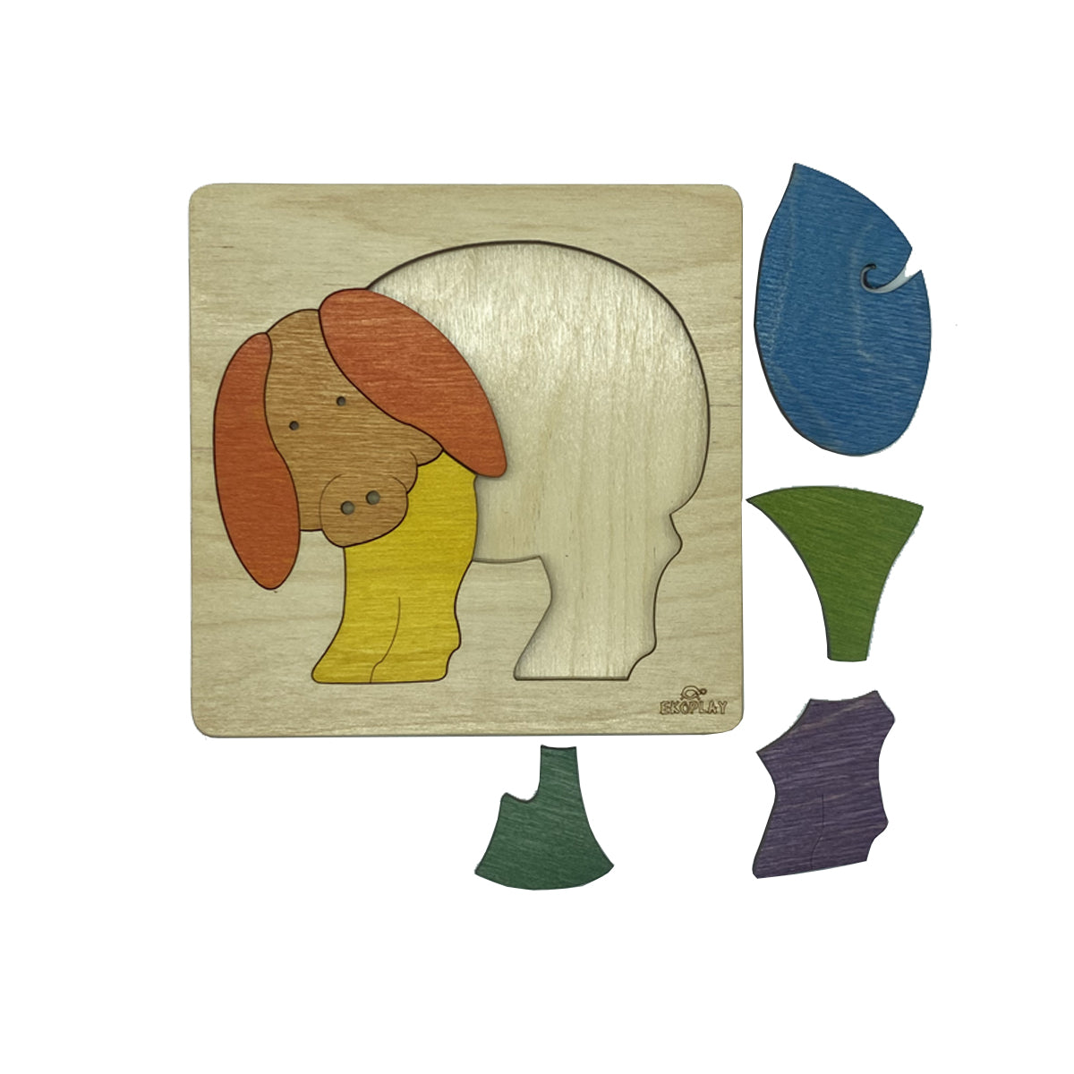 Wooden Rainbow Pig Puzzle Board