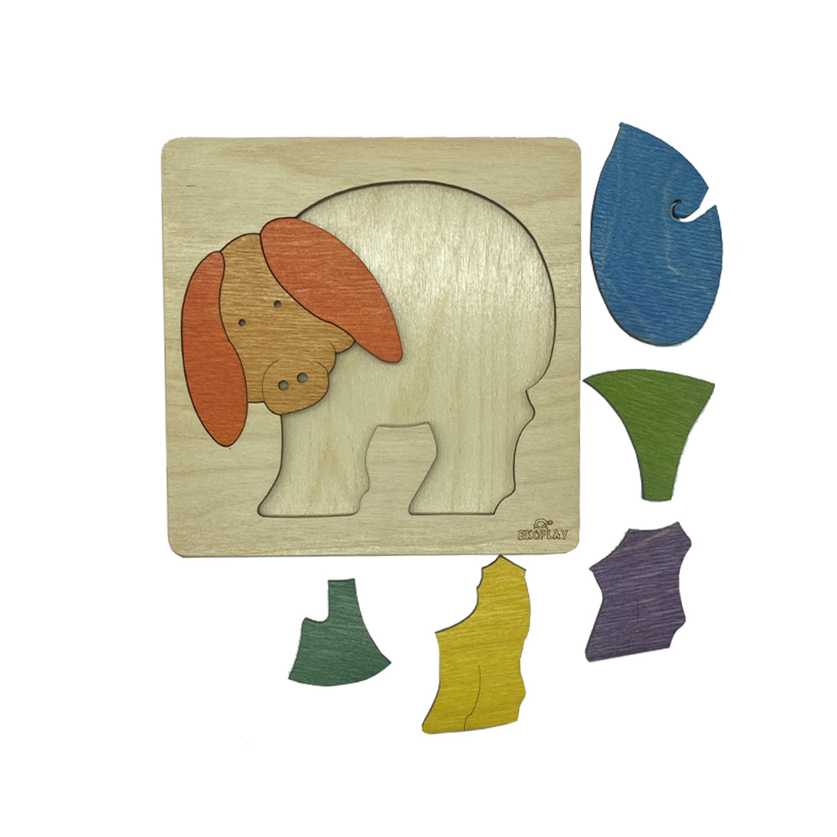 Wooden Rainbow Pig Puzzle Board