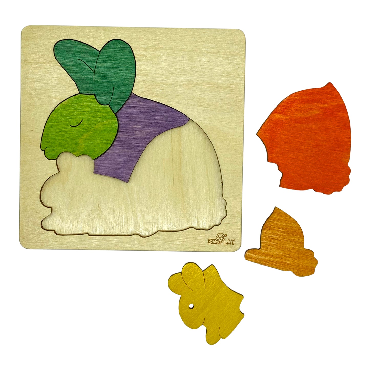 Wooden Rainbow Rabbit Puzzle Board