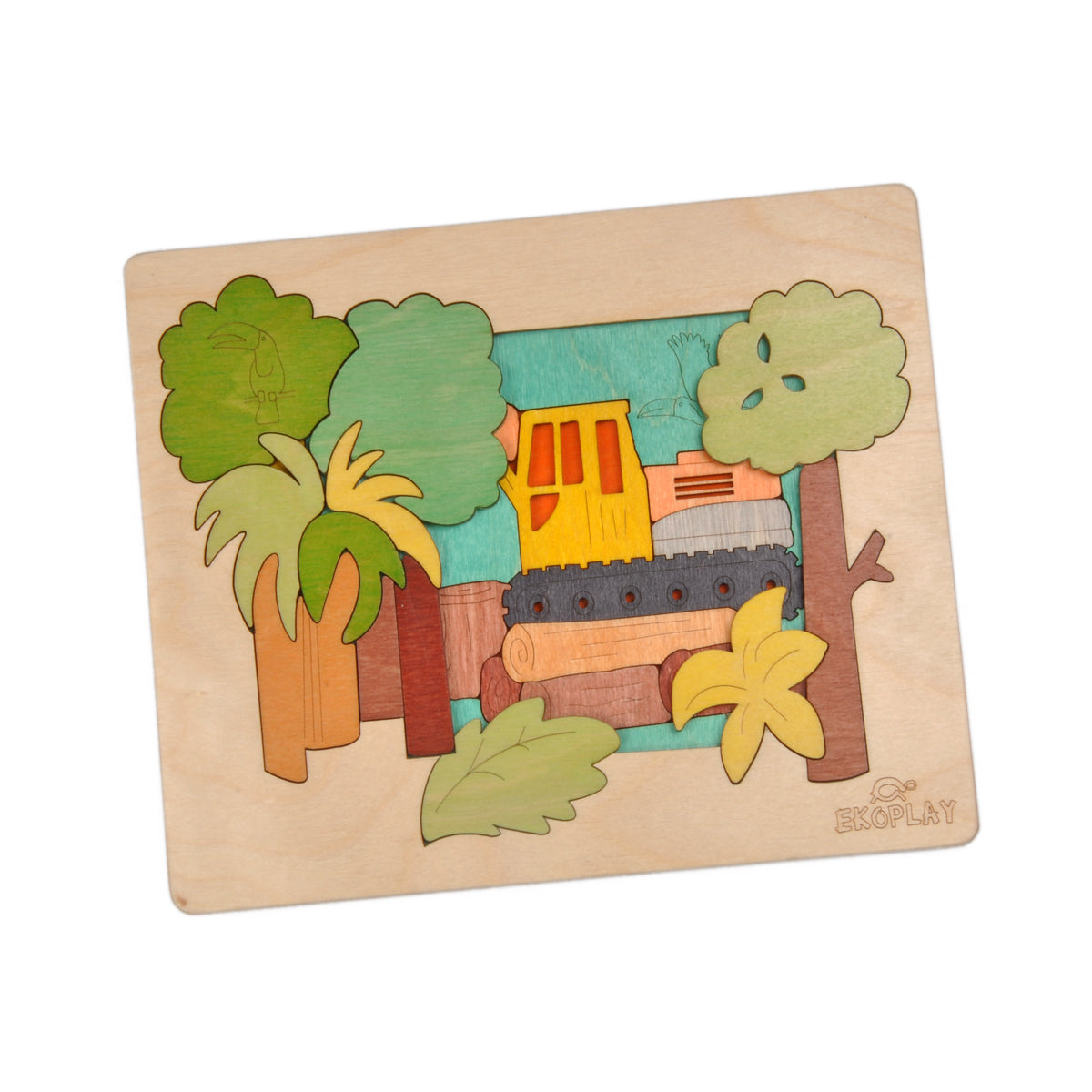 Wooden Rain forest Demolition Puzzle Board