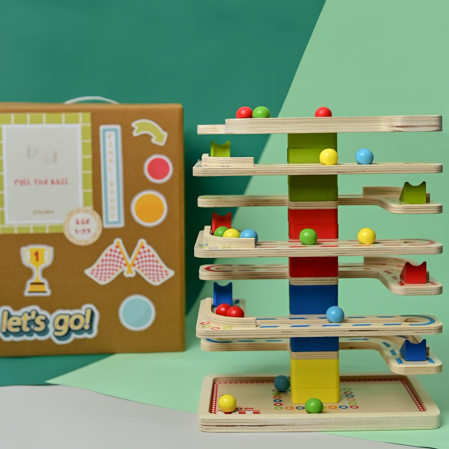 Wooden Roll the Ball Floor Slider Toy