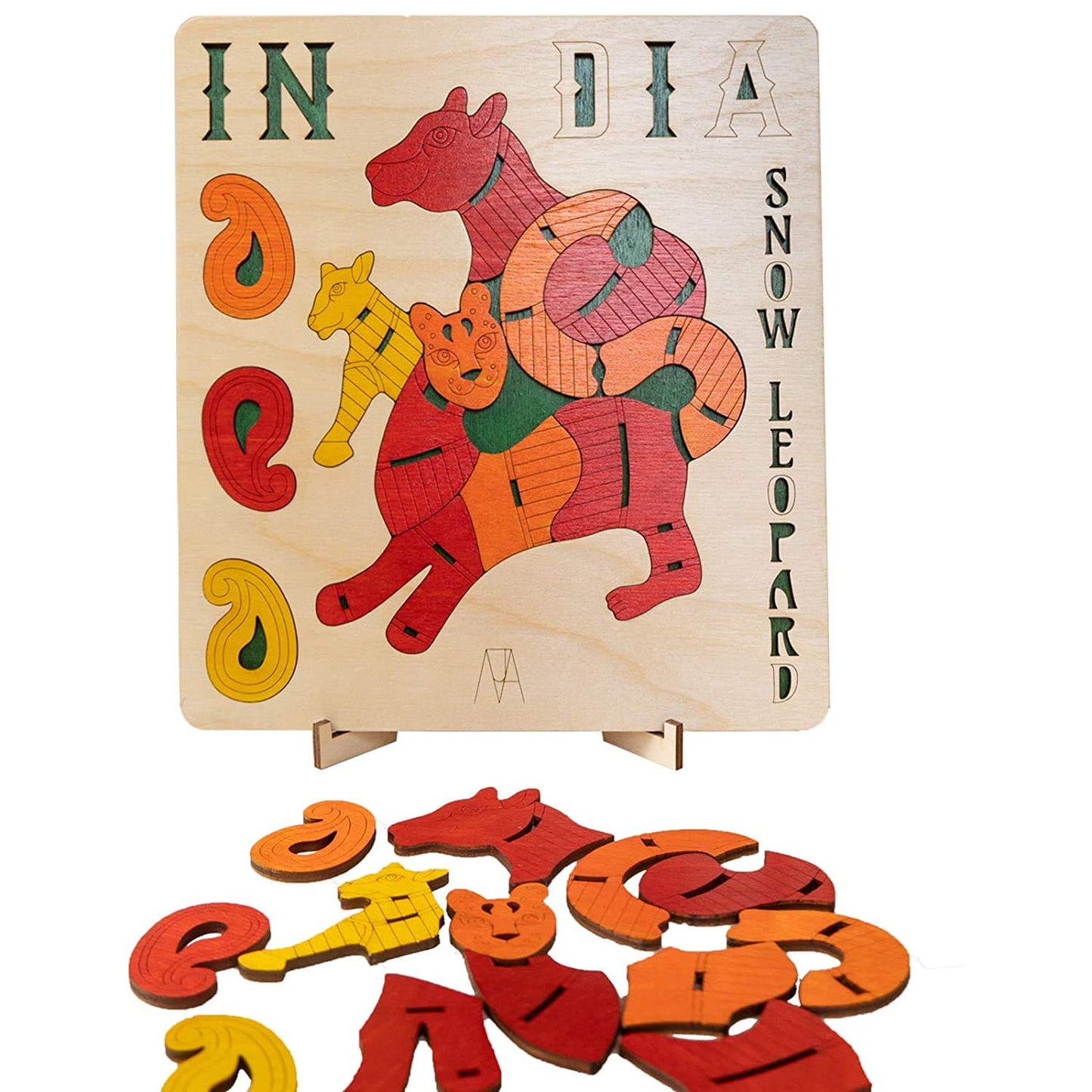 Wooden Snow Leopard Puzzle Board