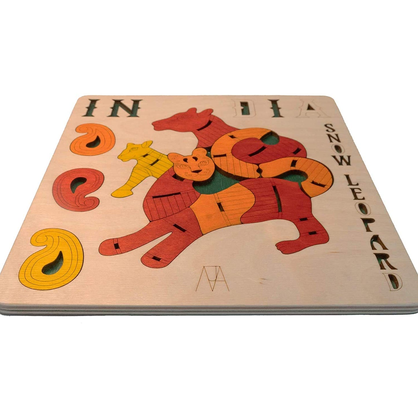 Wooden Snow Leopard Puzzle Board