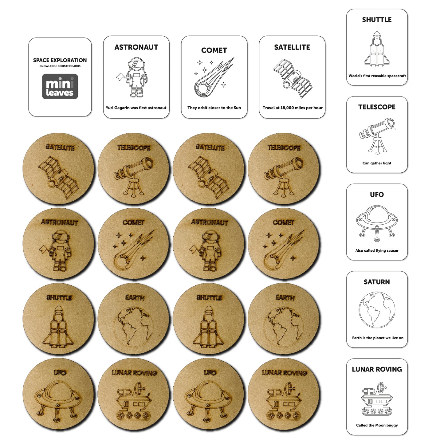 Wooden Space Exploration Card Game