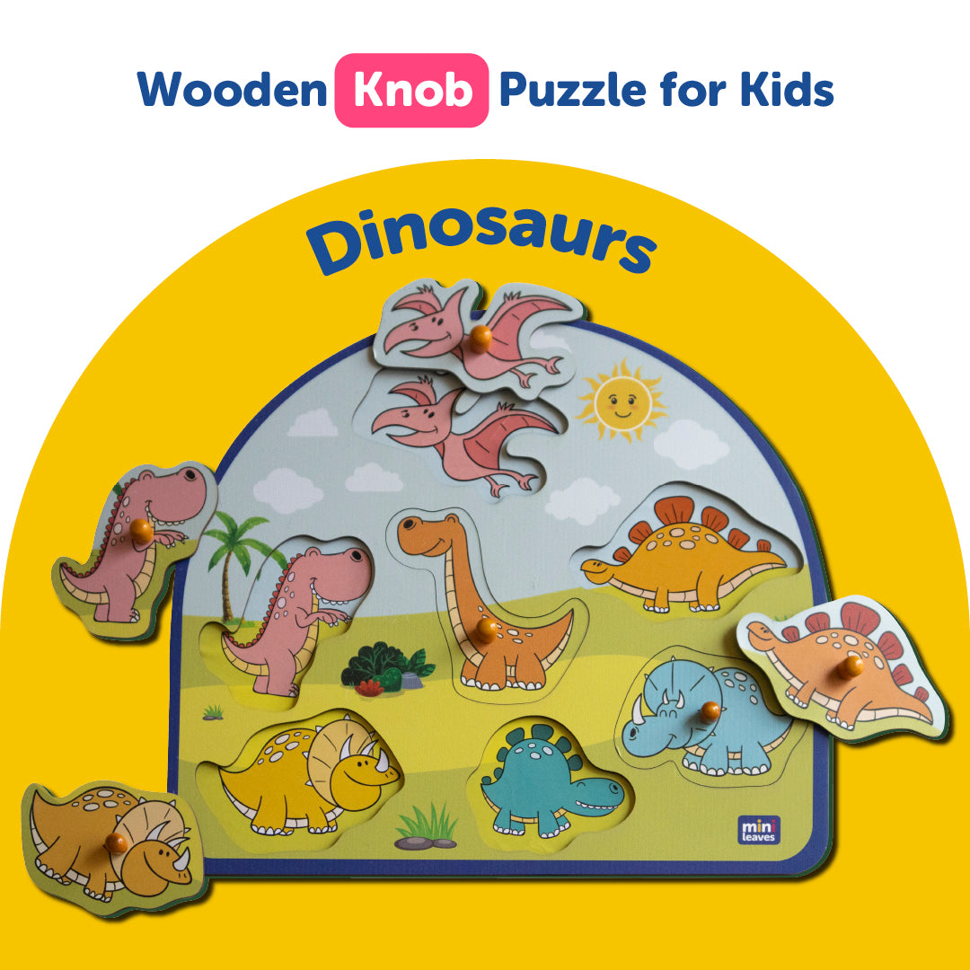 Wooden Stomping Dinos Peg Board Puzzle