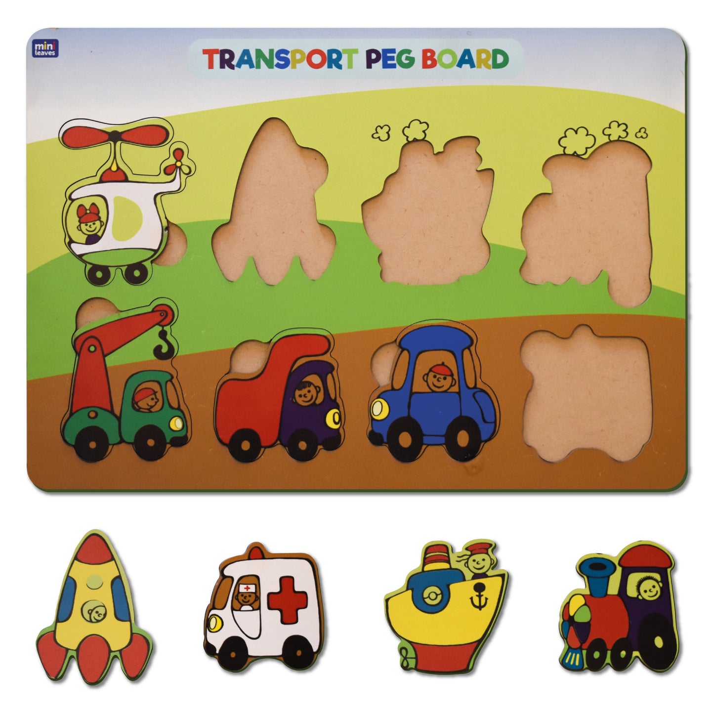 Wooden Transport Peg Board Puzzle
