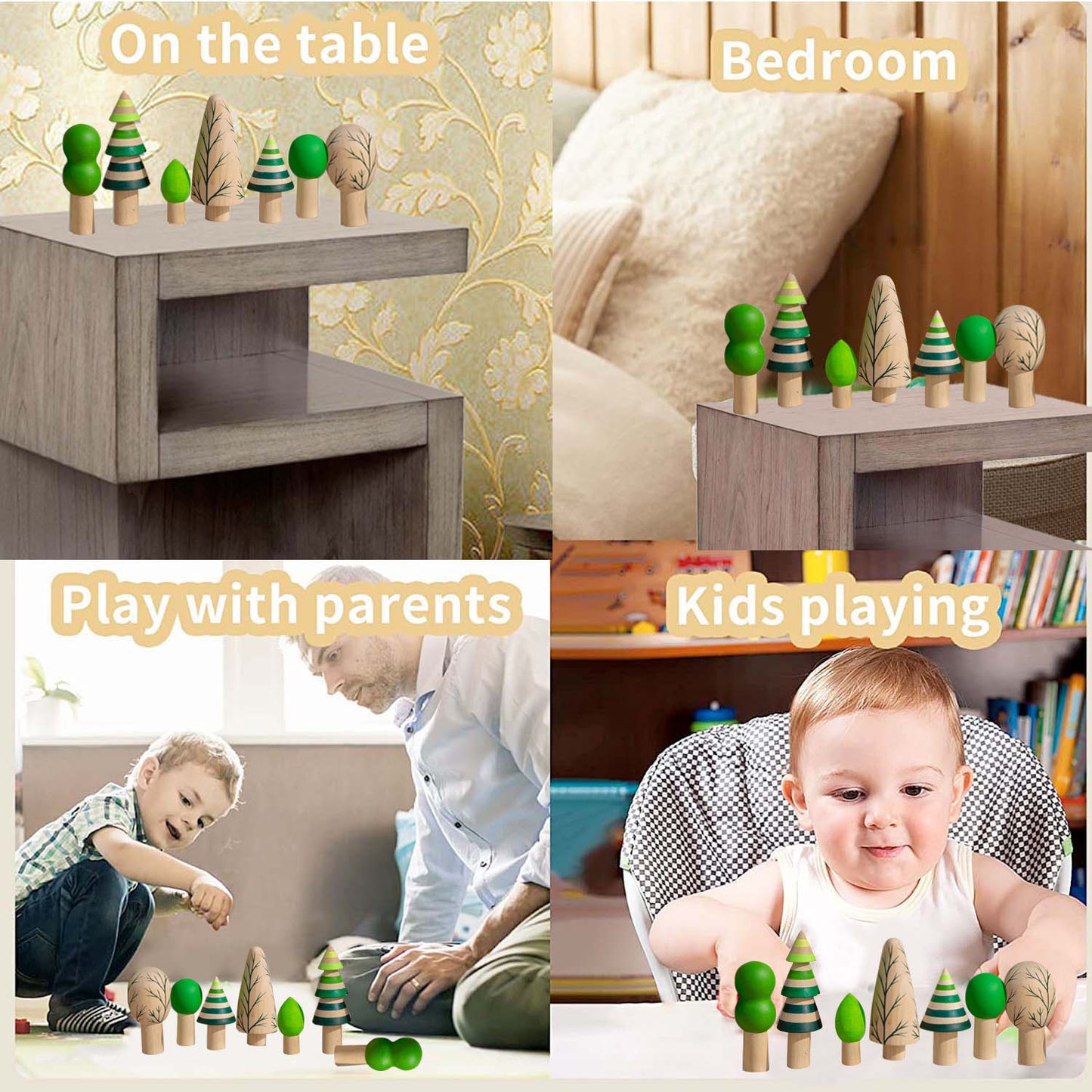 Wooden Tropical Forest Tree Toy Set