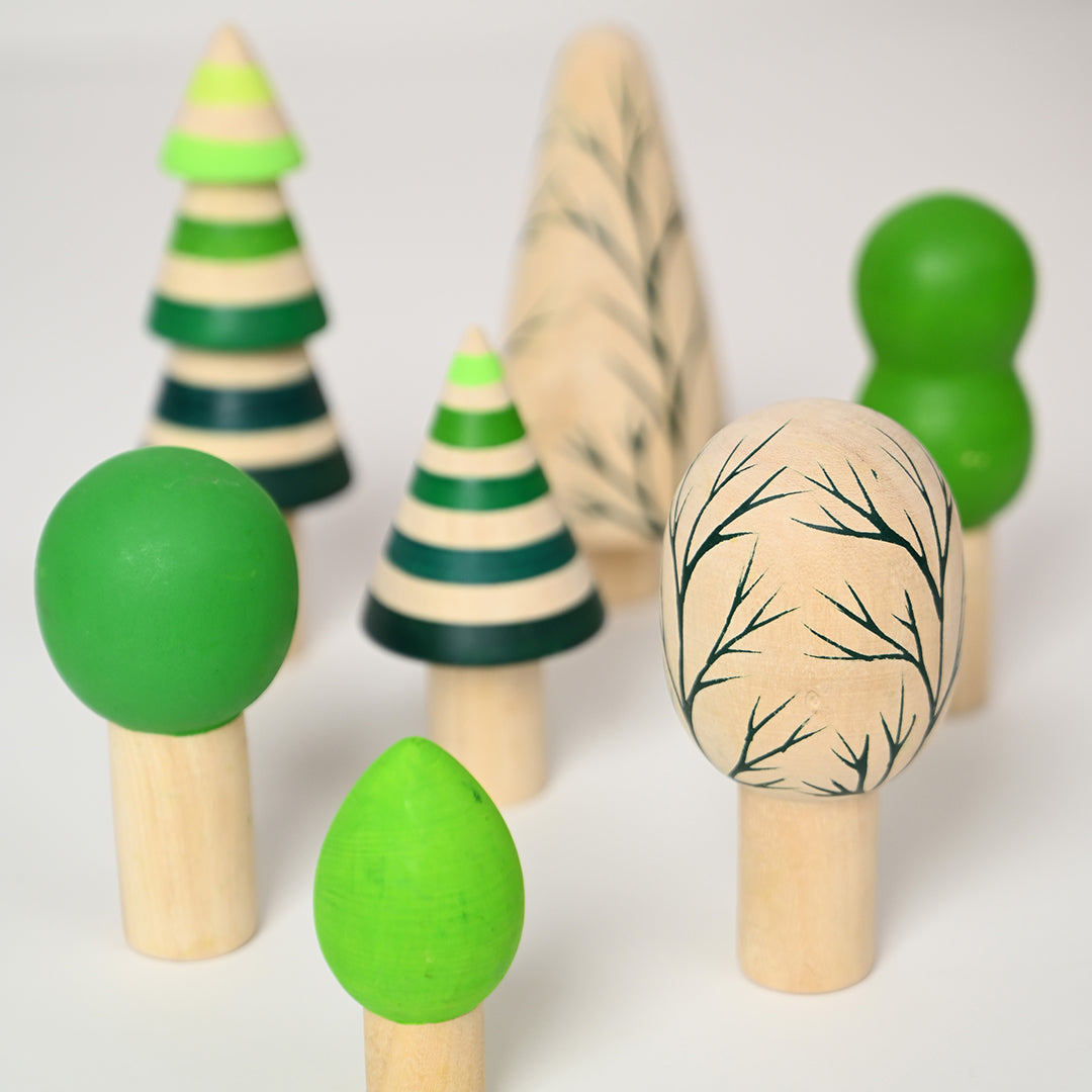 Wooden Tropical Forest Tree Toy Set