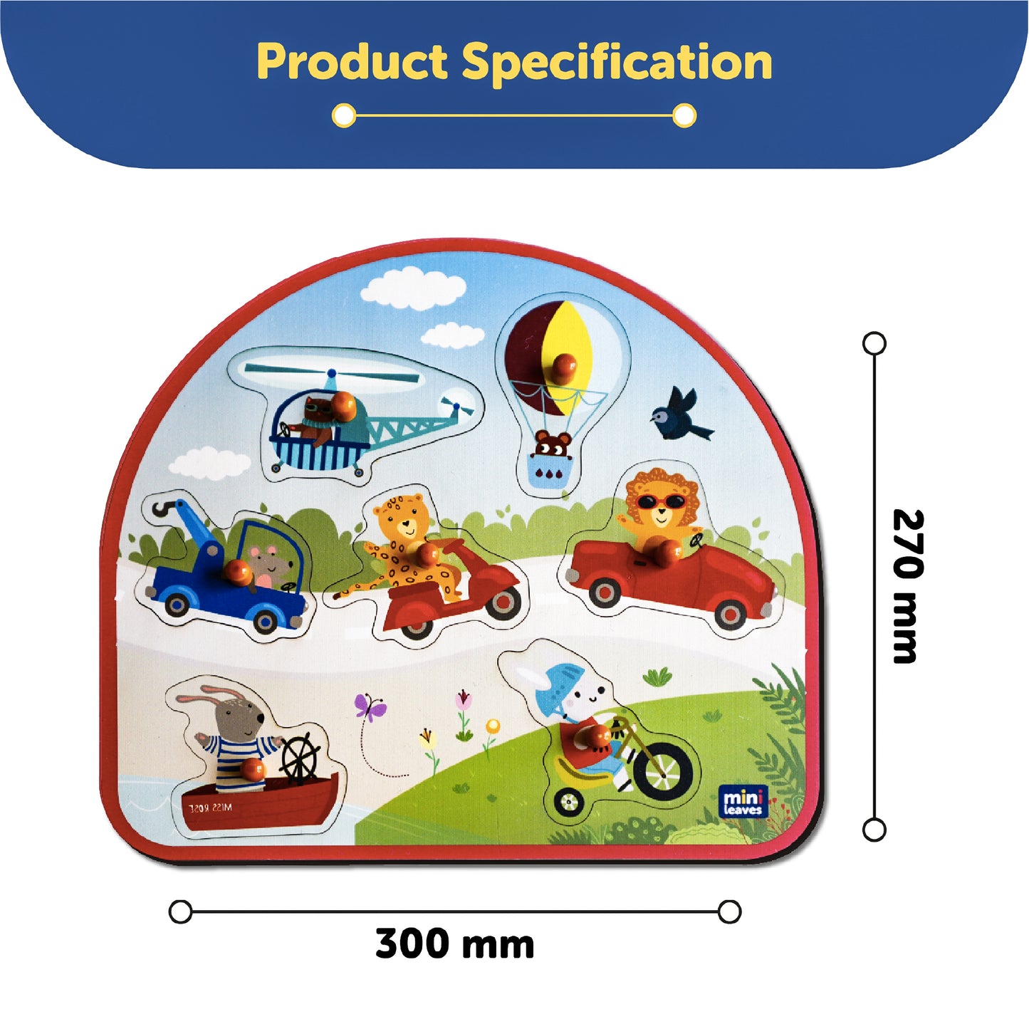 Wooden Vehicles On The Go Peg Board Puzzle
