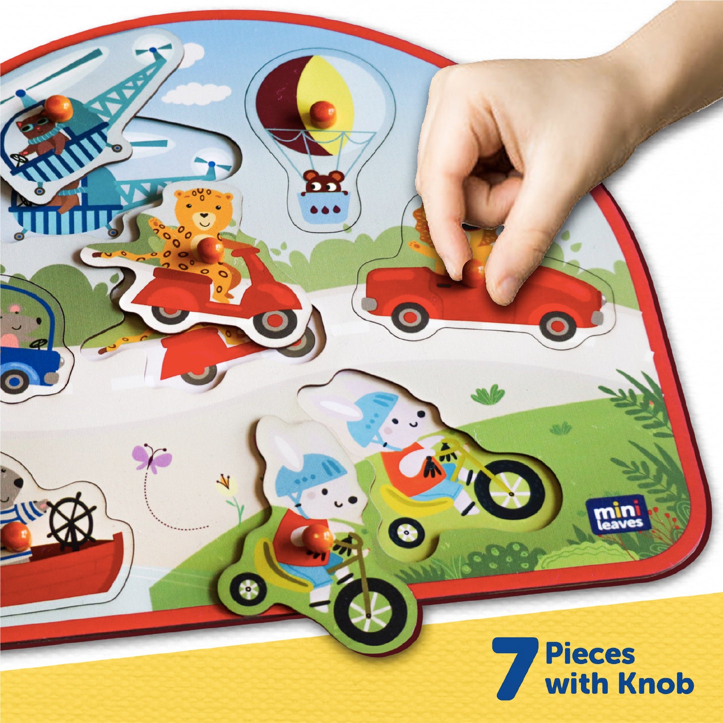 Wooden Vehicles On The Go Peg Board Puzzle