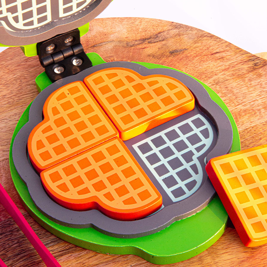 Wooden Waffle Maker Cooking Toy Set