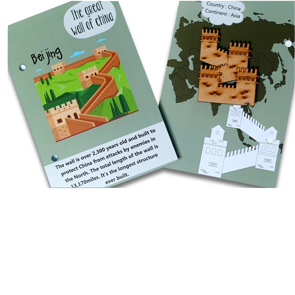 Buy World Monuments Flashcards with Activity World Monuments Activity Book with Wooden Monuments. - SkilloToys.com - Information Flashcards