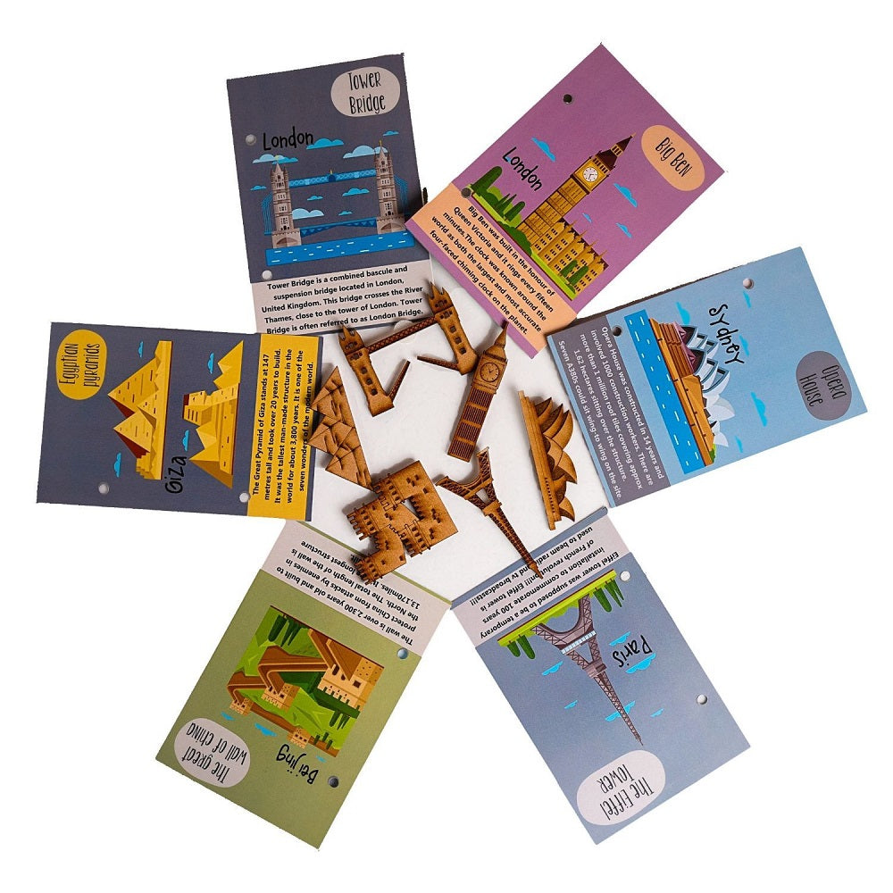 Buy World Monuments Flashcards with Activity World Monuments Activity Book with Wooden Monuments. - SkilloToys.com - Wooden Cutouts