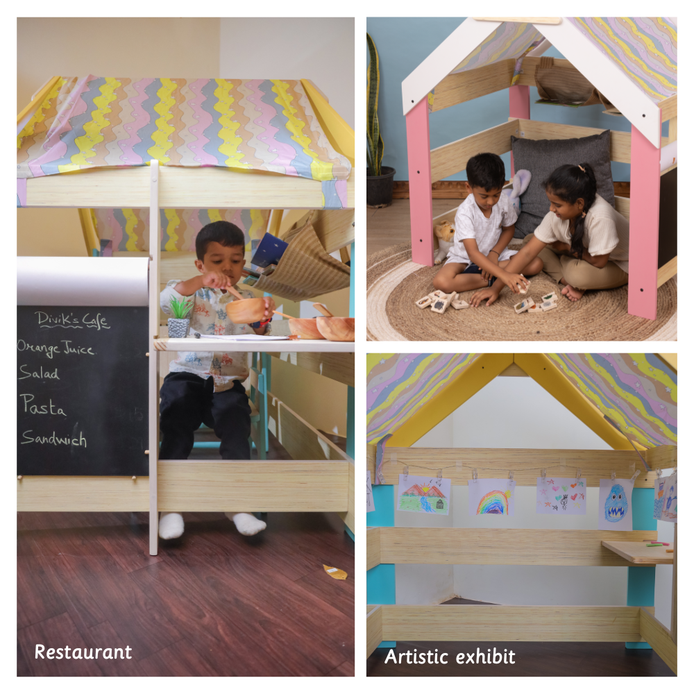 Full view of the versatile playhouse, ideal for toddlers and young children