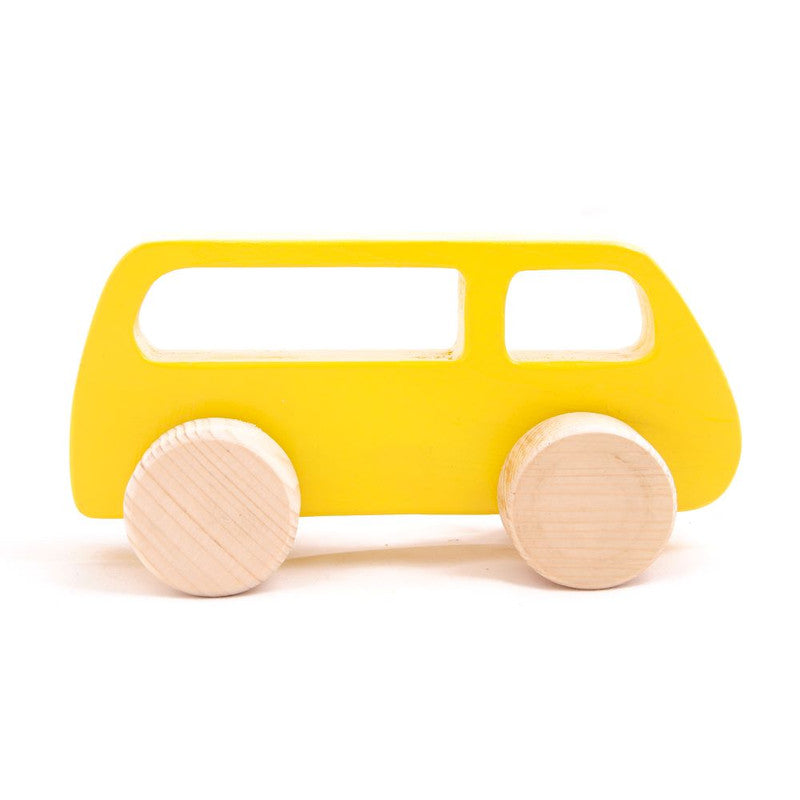 Wooden Yellow Large Push Toy Van