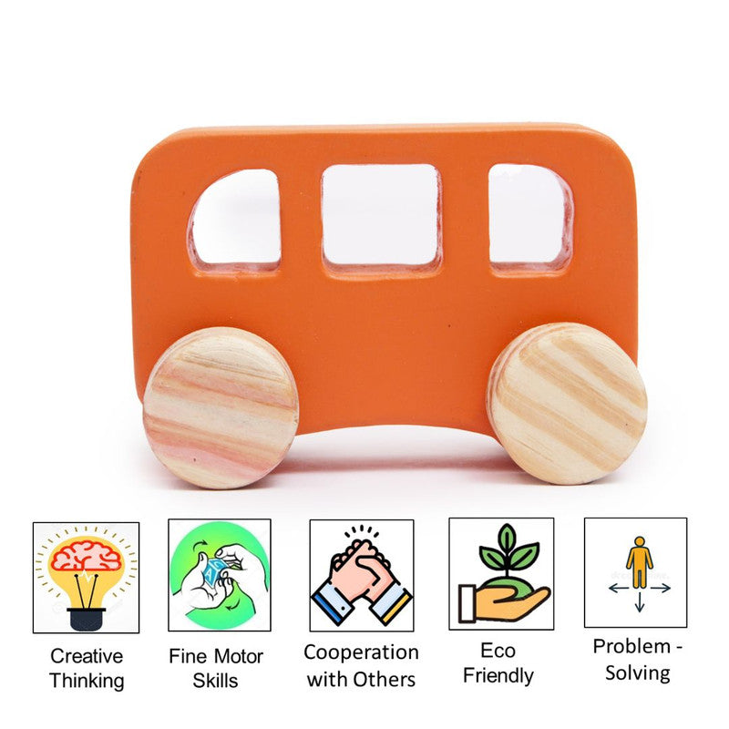 Wooden School Bus Vehicle Toy