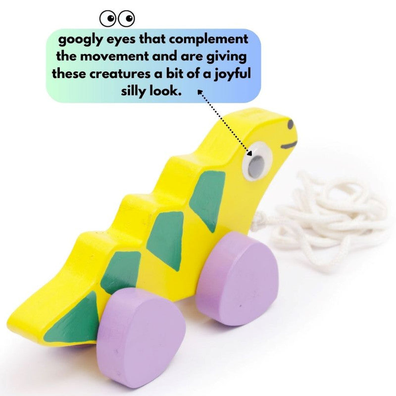 Wooden Yellow Iguana Pull Along Toy
