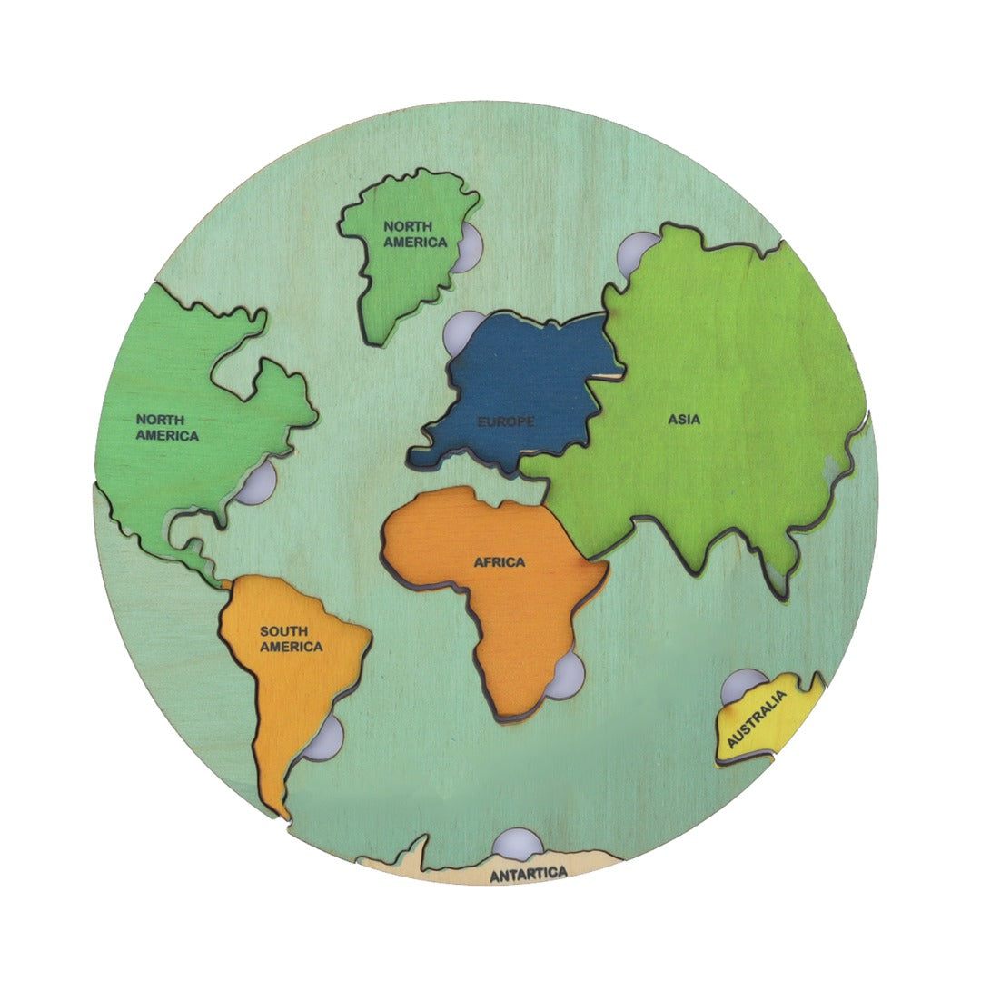 Montessori Wooden World Map with Continents & Earth Core - Continents