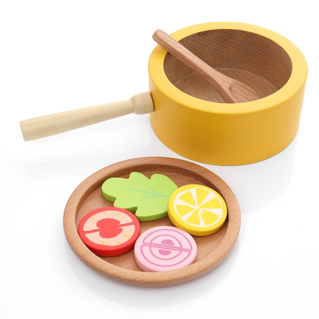 Buy Kitchen Wooden Pretend Play Toy - Set of 9 Pcs - SkilloToys.com