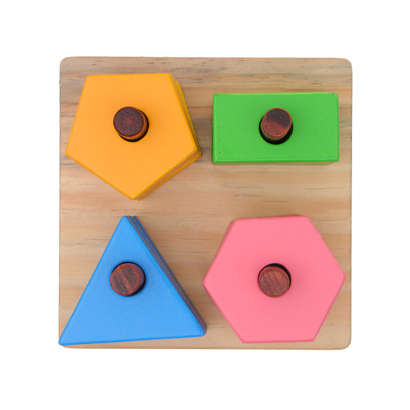 Wooden Geometric 4 Shapes Stacker Blocks - Set of 12 Pieces