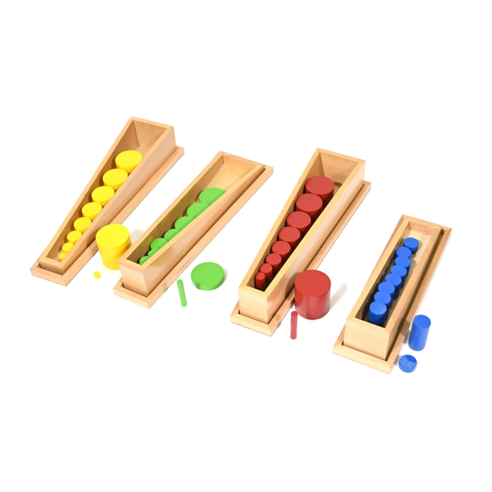 Montessori Knobless Wooden Cylinder Card Learning Set