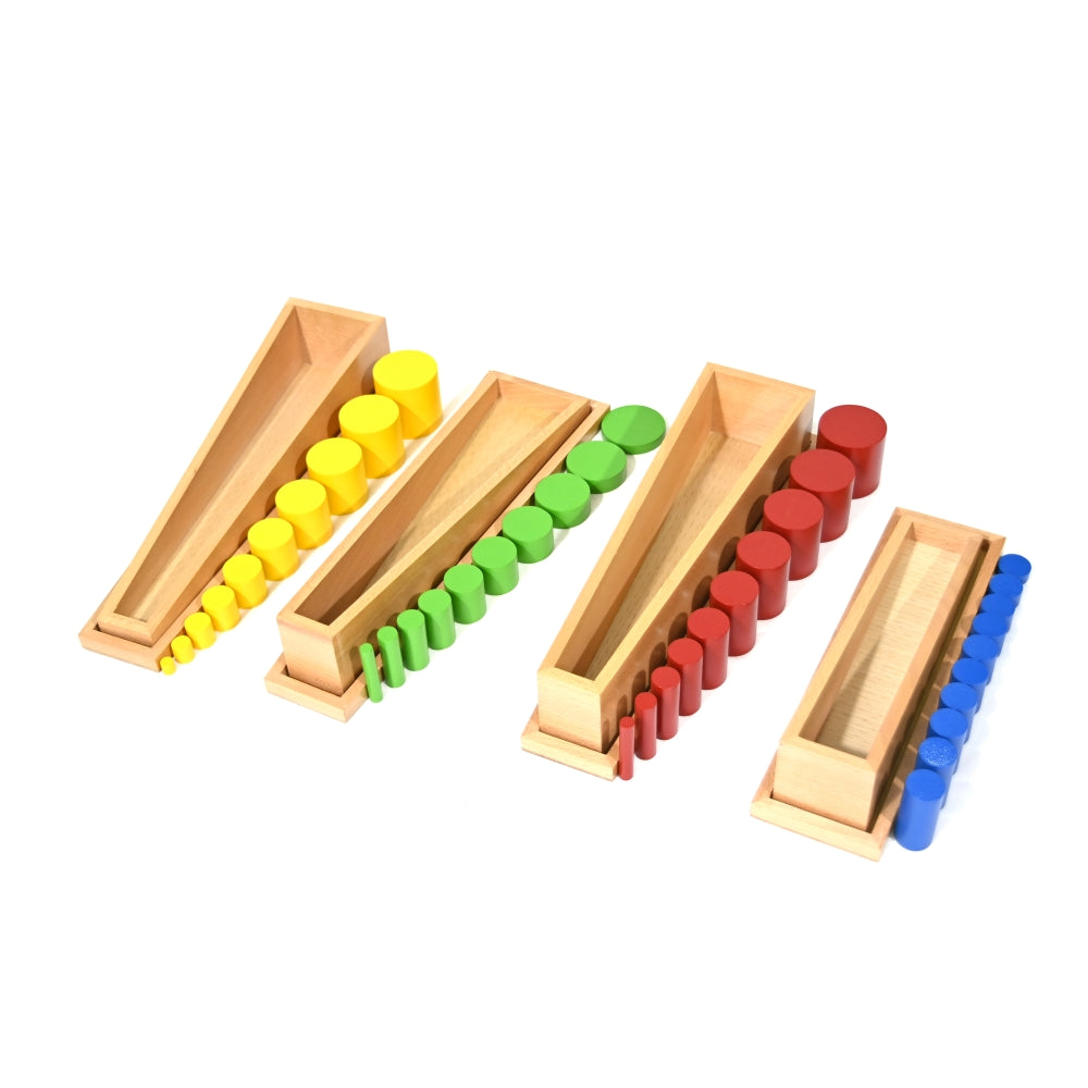 Montessori Knobless Wooden Cylinder Card Learning Set
