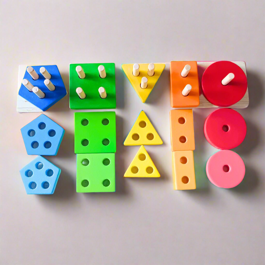 Wooden 5 Shapes Learning Stacker