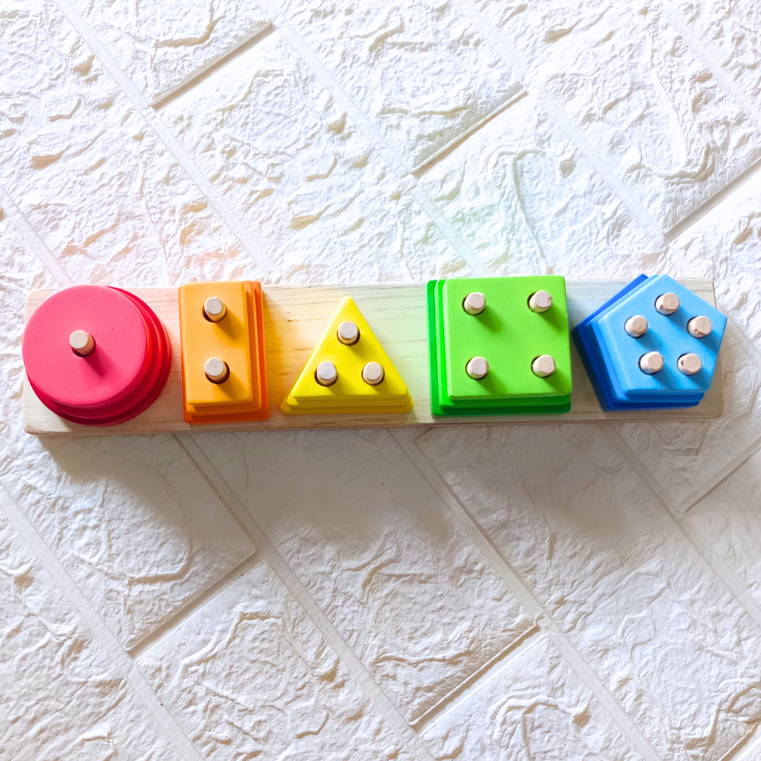 Wooden 5 Shapes Learning Stacker