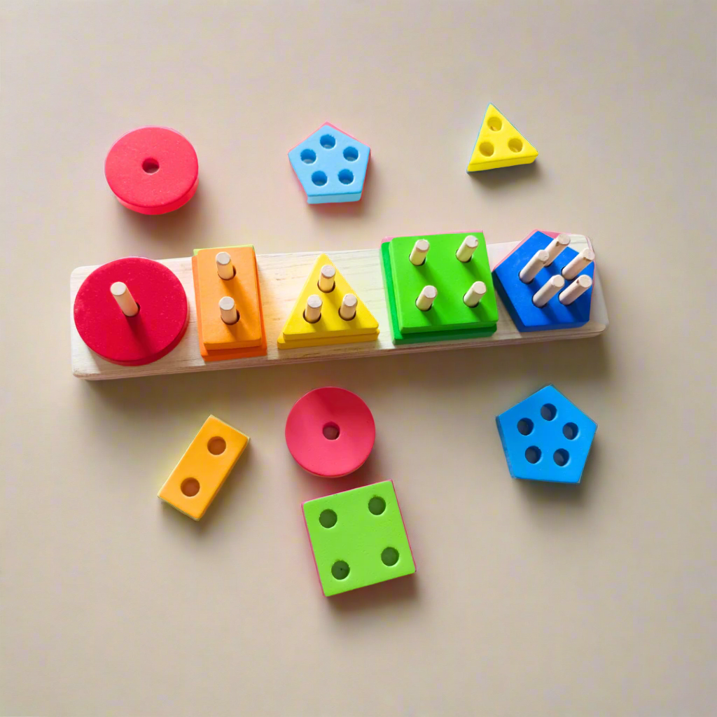 Wooden 5 Shapes Learning Stacker