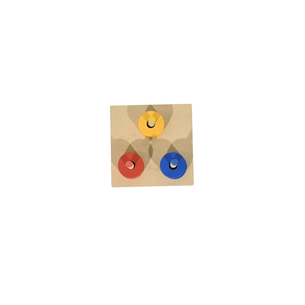 Colored Discs on 3 Dowels Stacker