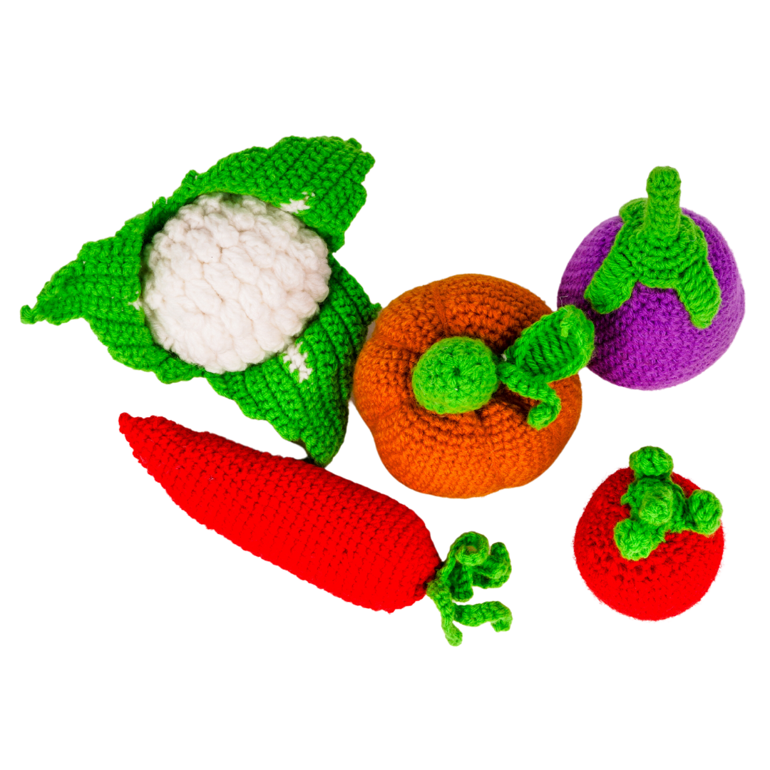 Vegetable toys crocheted for kids - (5 Pcs)